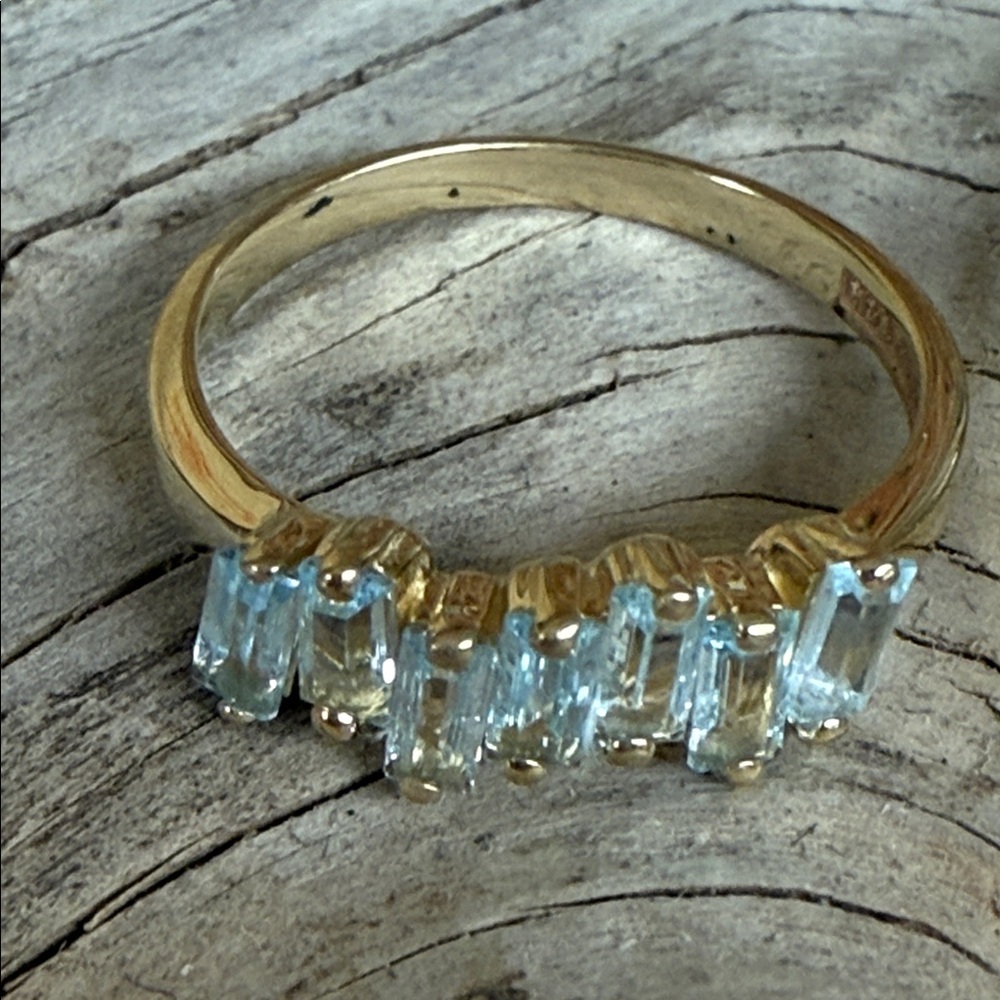Suzanne Kalan Blue Topaz/gold ring. New in box.